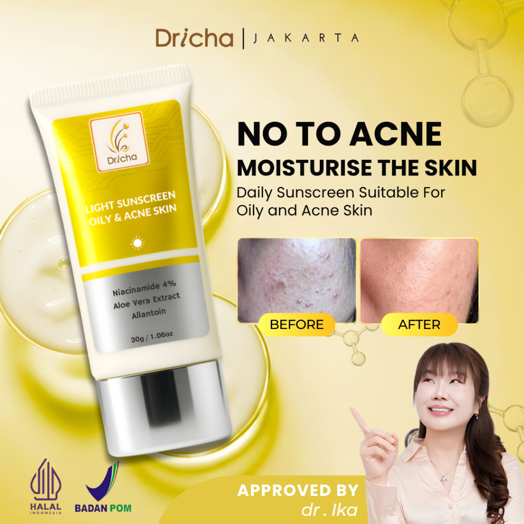 {COD} DRICHA LIGHT SUNSCREEN 30gram (Oily & Acne Skin)