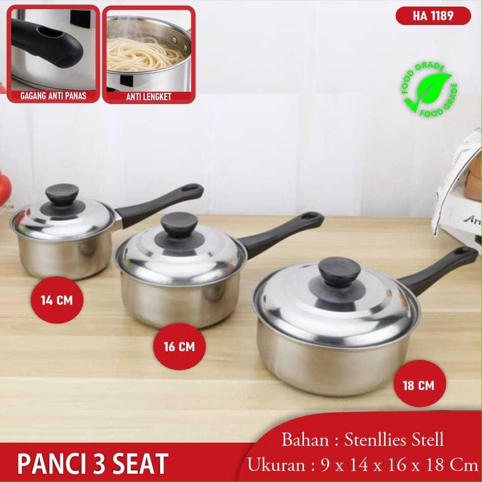 Panci Set Stock Pot Panci Susu Mini Stainless Steel Panci Sup Soup Pot Baskom dengan Tutup Stainless