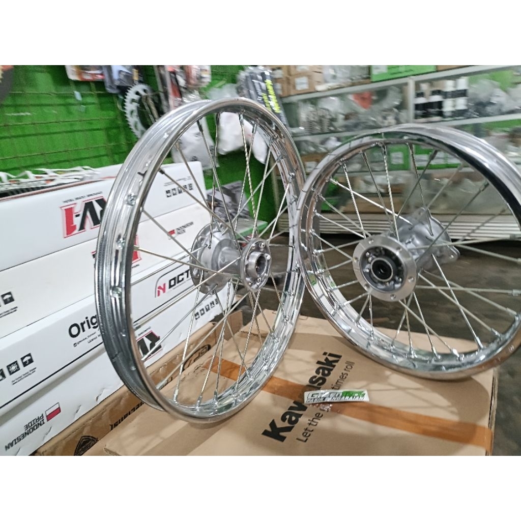 velg set 16-19 velek velag set klx S klx G depan belakang rakitan pabrik original kawasaki genuine p