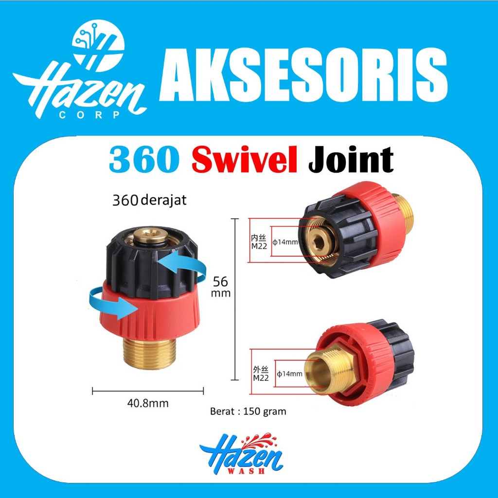 Swivel Joint 360 untuk Spray Gun & Hose Anti Winding M22-14mm by HAZENcod