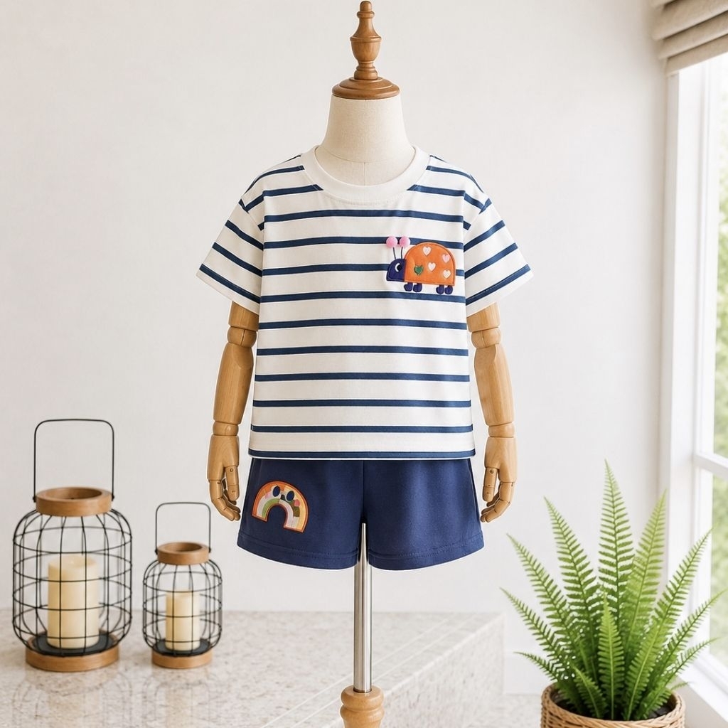 ladybug playfull t-shirt set | baju setelan anak | baju set anak perempuan | kaos anak perempun keki