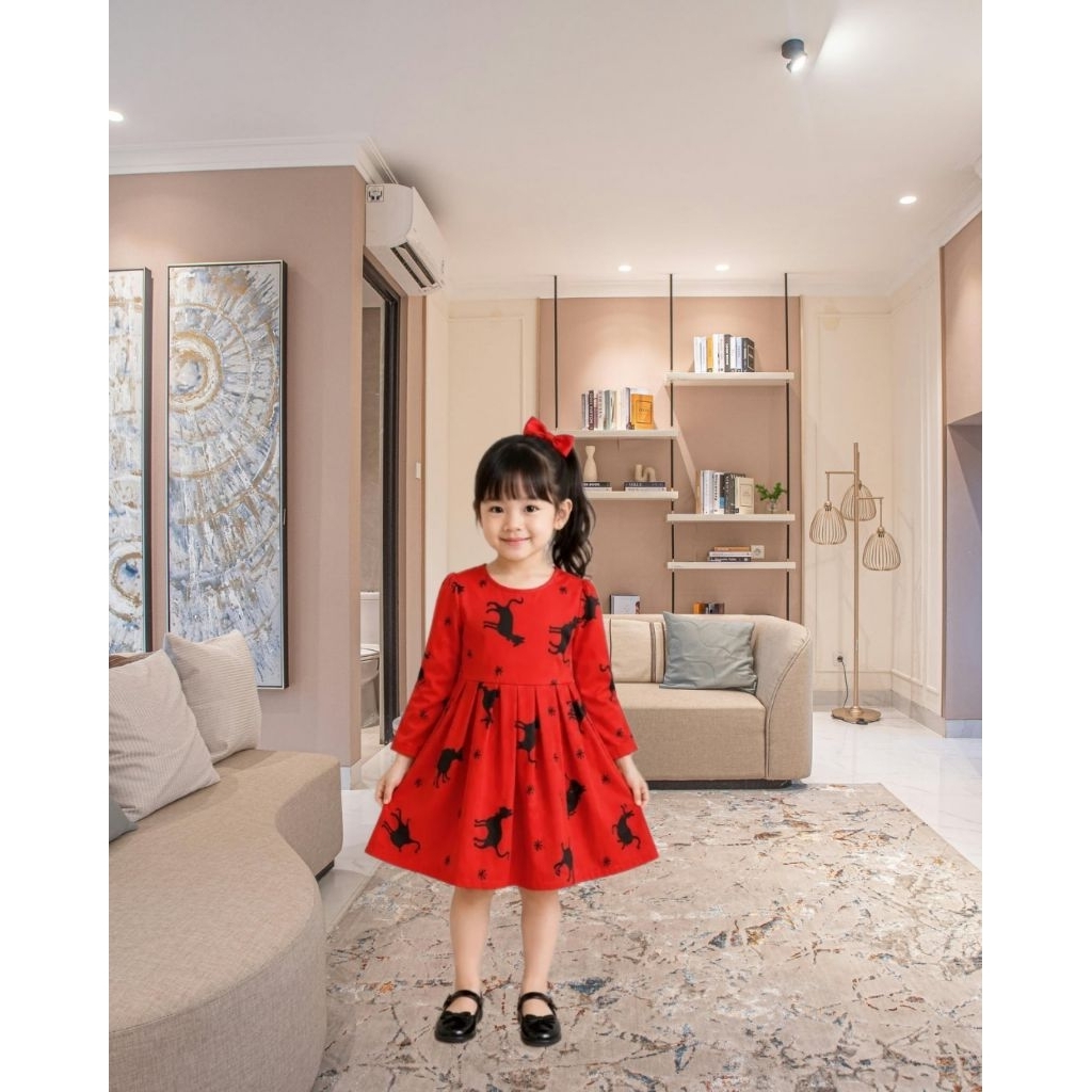Dress Anak Puffy Lengan Panjang 3-6th