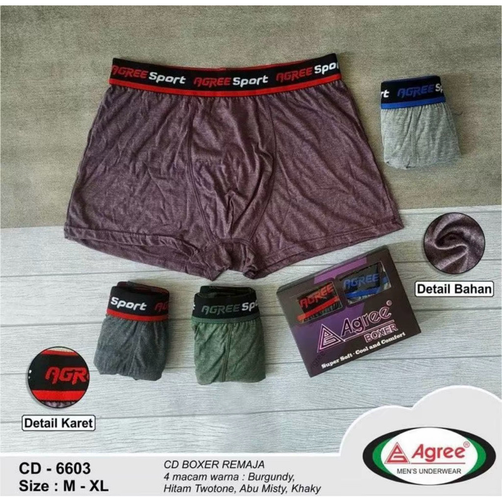 4pcs_Boxer Agree 6603 / celana dalam pria agree boxer / boxer agree 6603 / cd boxer agree 6603
