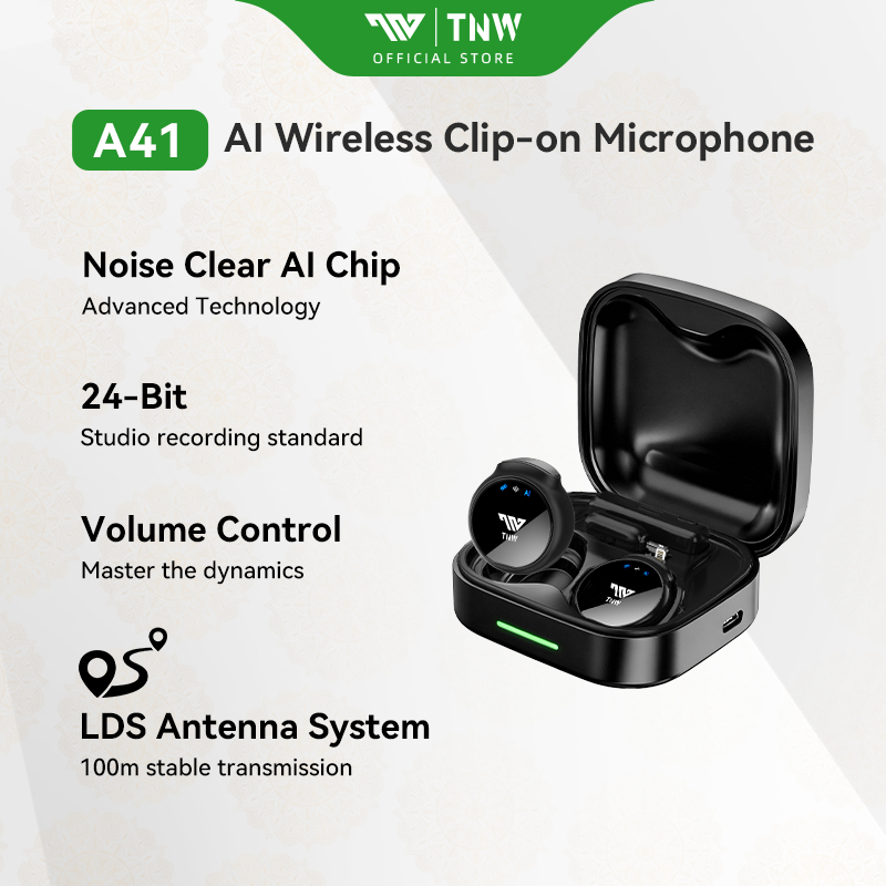 TNW A40 Wireless Microphone A41 Professional Wireless Lavalier Mic 2-in-1 Magnetic Mikrofon AI Noise