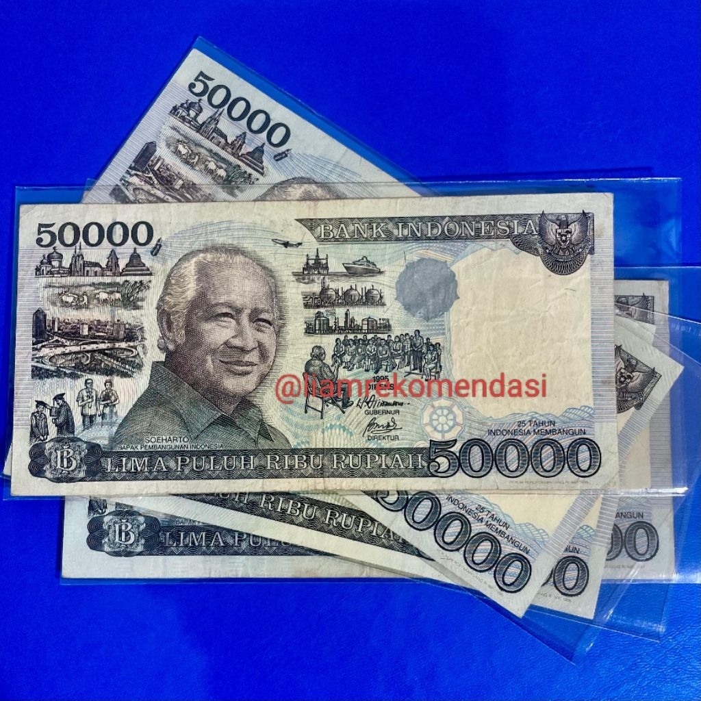 Kertas Kuno 50 Ribu Soeharto Mesem Tahun 1995