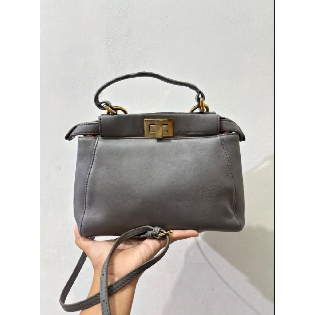 fendi peekaboo mini grey shoulder bag