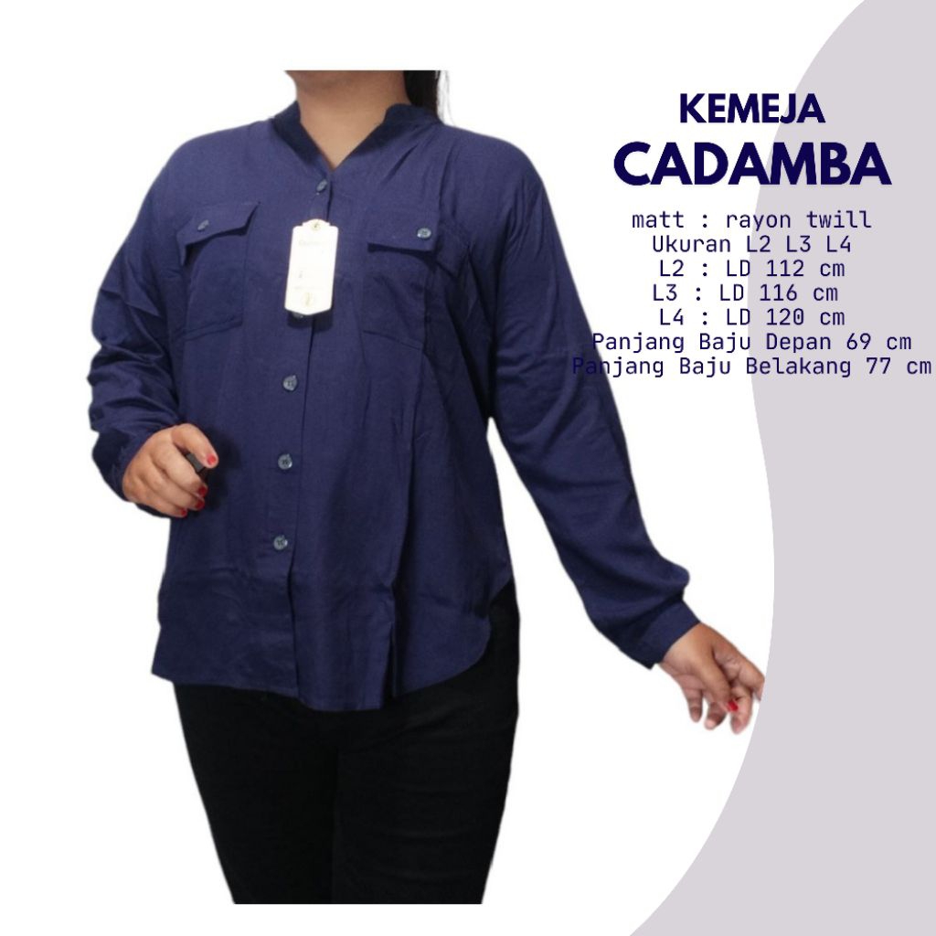 LALARHIESA - KEMEJA CADAMBA POLOS RAYON TWILL JUMBO LD 120