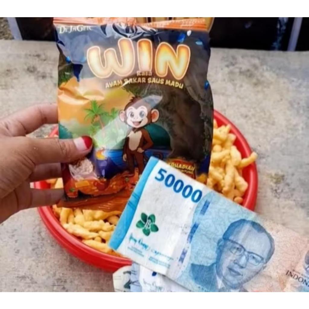 Snack Ciki Chiki cemilan Dejager Win berhadiah uang tunai jajanan viral ujan duit SATUAN