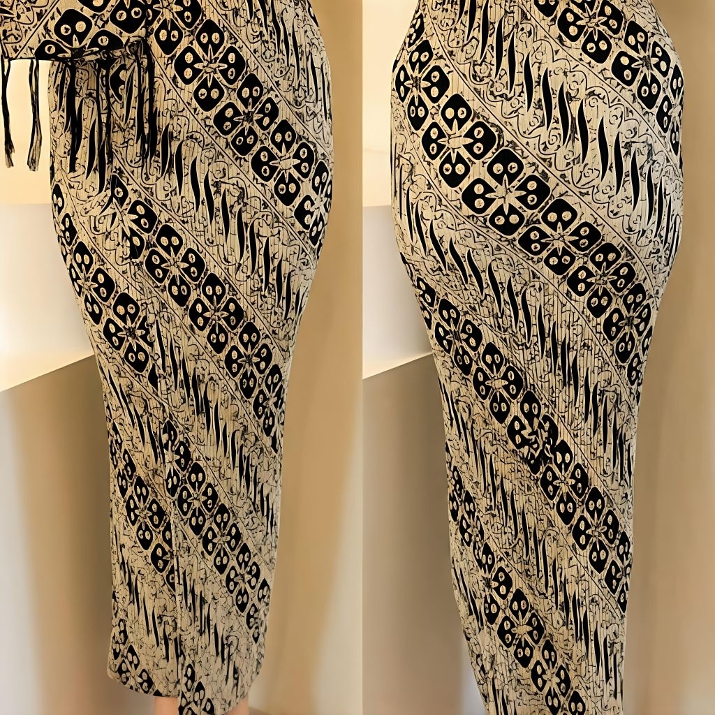 Kamen Jadi Plisket Set Selendang motif Gringsing setelan kebaya wanita Bali size L XL XXL jumbo
