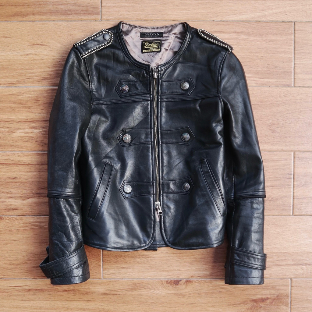 DIAFVINE Napoleon jaket kulit asli sapi style casual biker cewek riders jaket kulit wanita rocker to