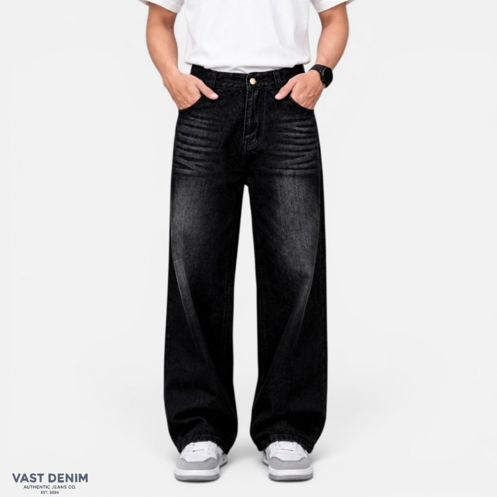 Celana Jeans Pria Washed Loose Pants Korean Style Skena Oversize Celana Jeans Gombrang