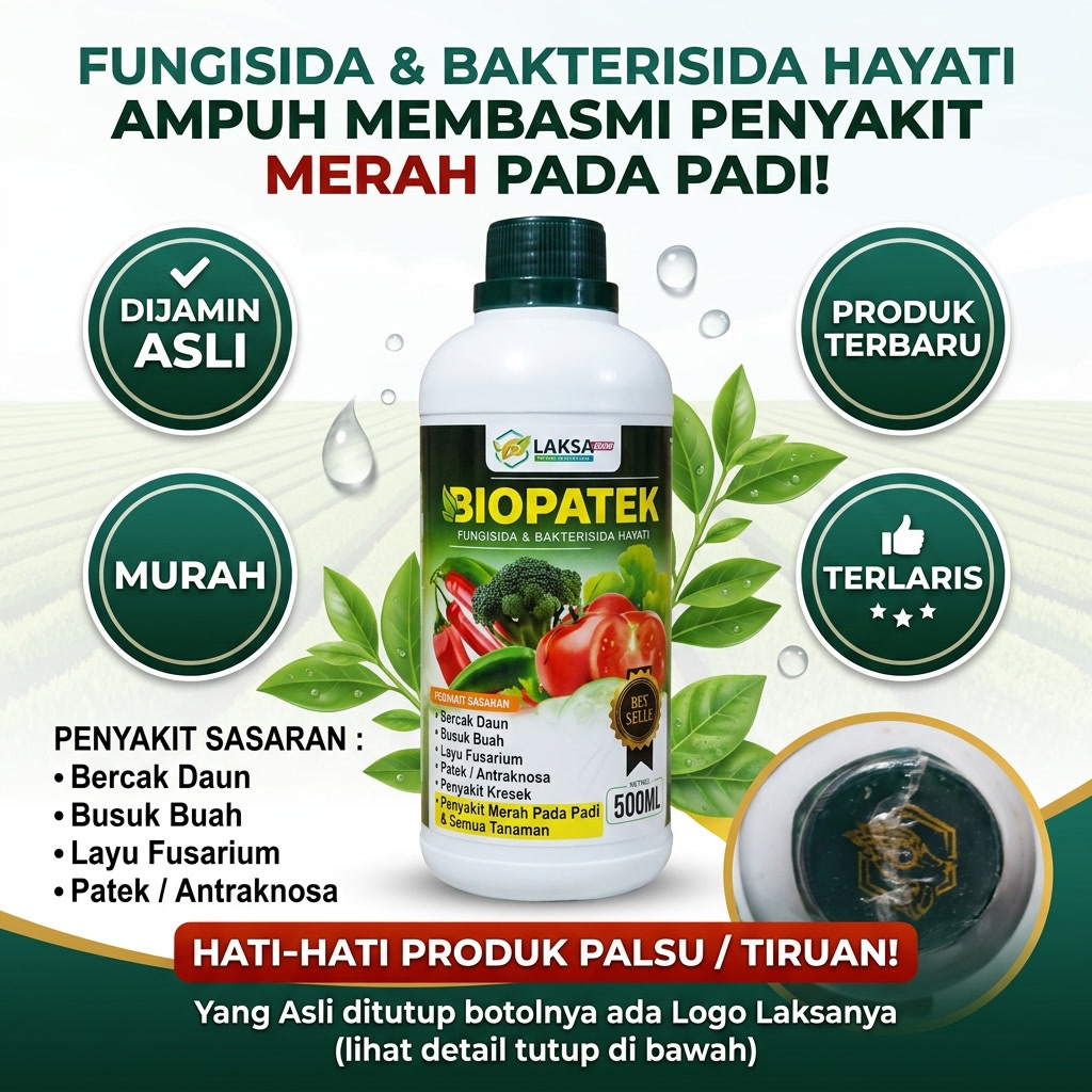 BIOPATEK 500ml Fungisida & Bakterisida Hayati Obat Hama Penyakit Merah pada Padi Ampuh - Obat Sempro
