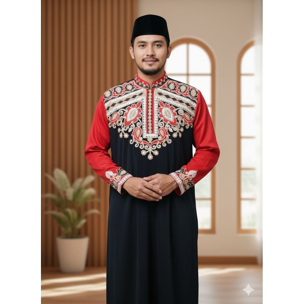 Gamis jubah pria bordir corneli gamis pria dewasa gamis bordir mewah
