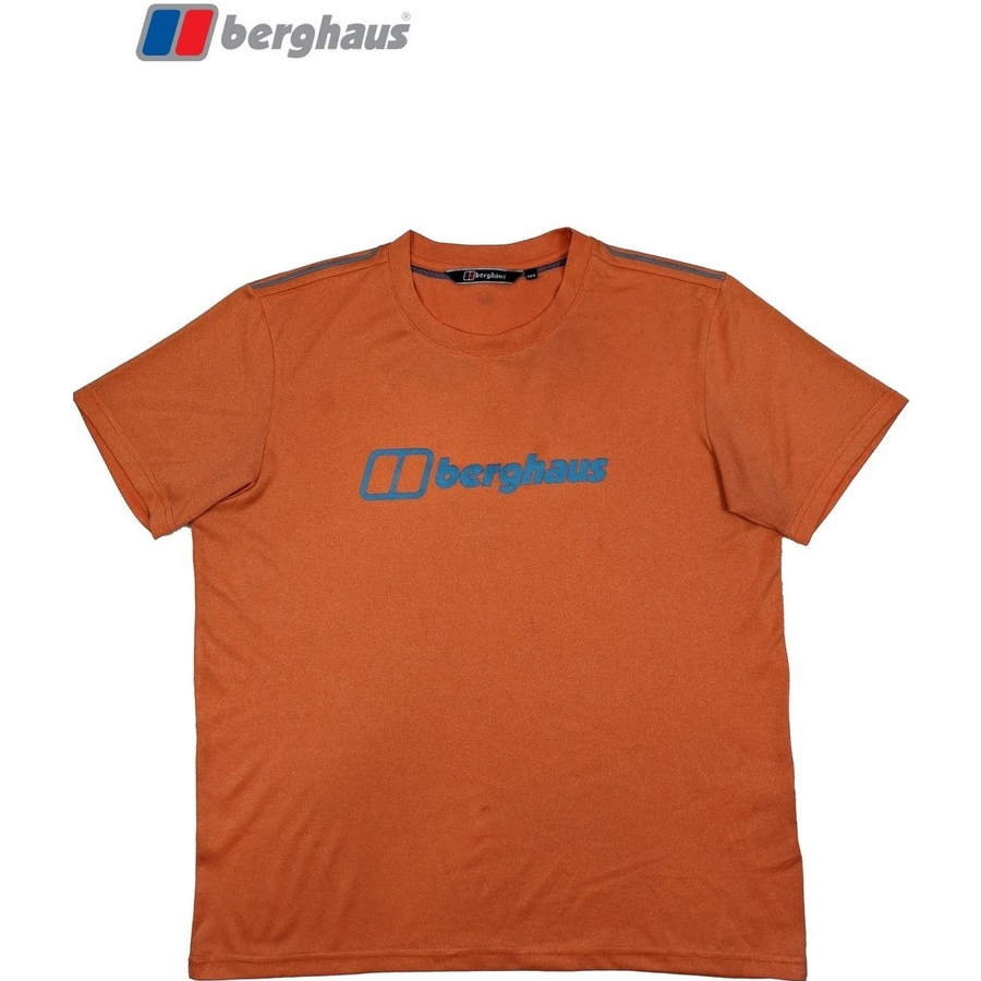 Berghaus Logo Tee Orange Original Kaos Outdoor Hiking Trekking Quick Dry Size L