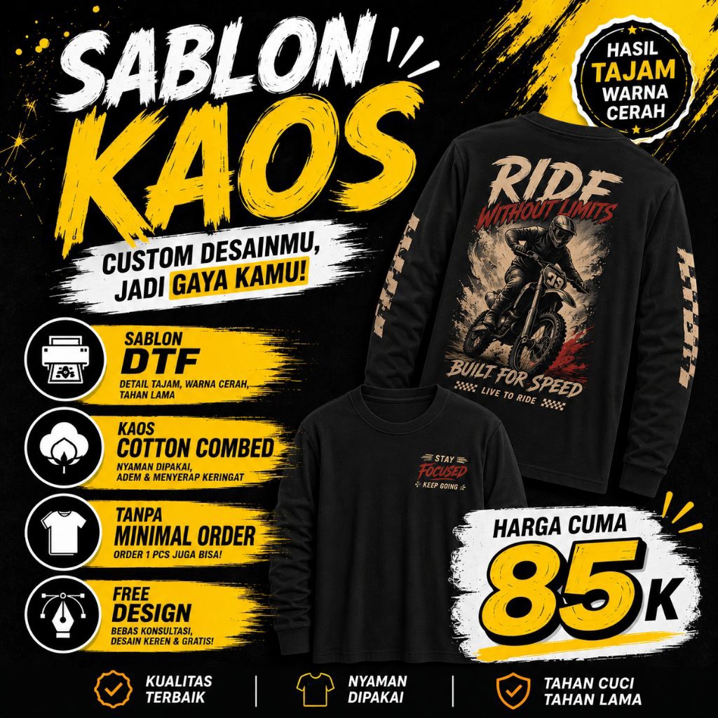 SABLON KAOS CUSTOM LENGAN PANJANG.
