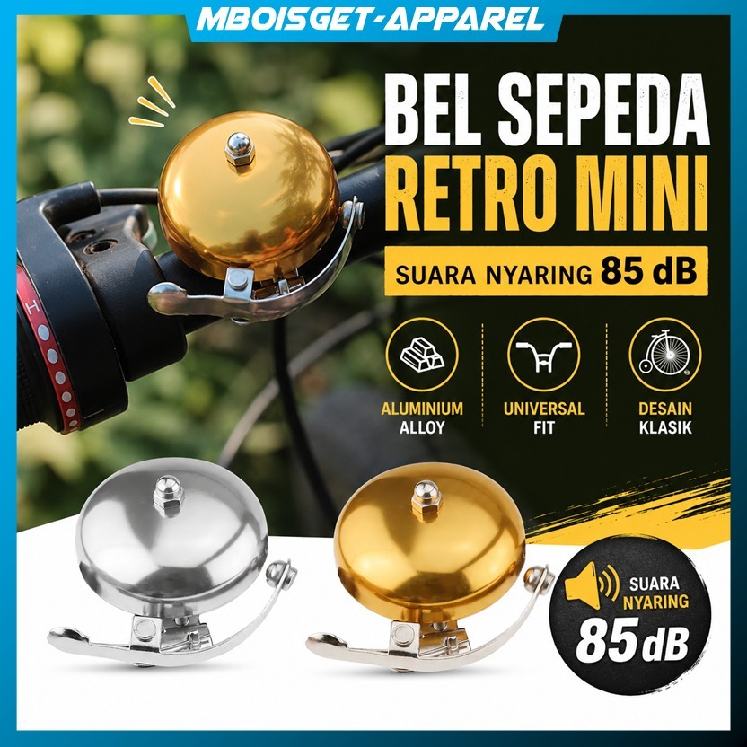 MBOISGET - Cycle Zone Bell Bel Sepeda Mini Retro Bicycle Cycling Horn Kring Klasik Vintage Jadul