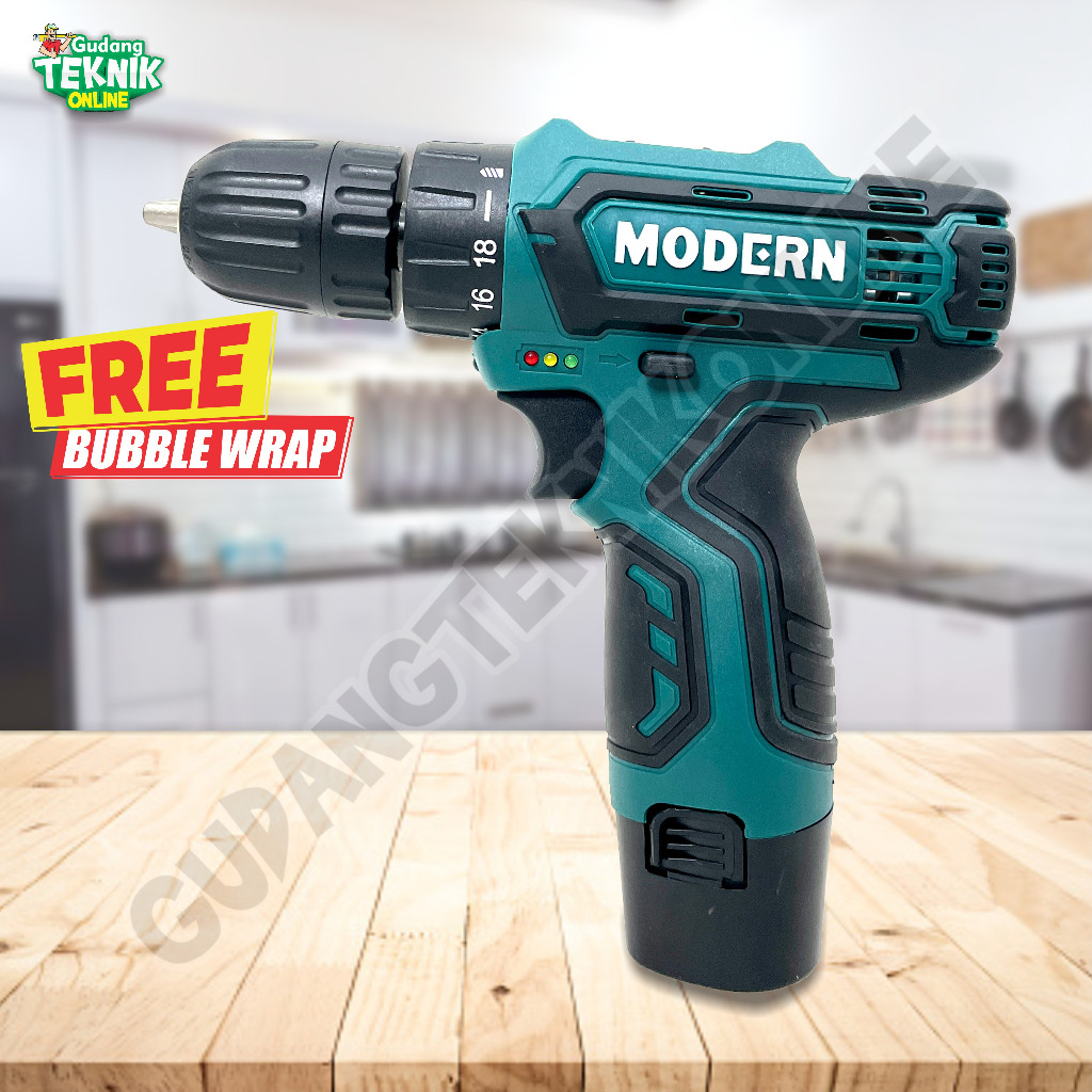 (MODERN M12V) Mesin Bor Tangan CORDLESS 10 mm M12V MODERN / Mesin Bor BATERAI 10 mm M 12 - Cordless 