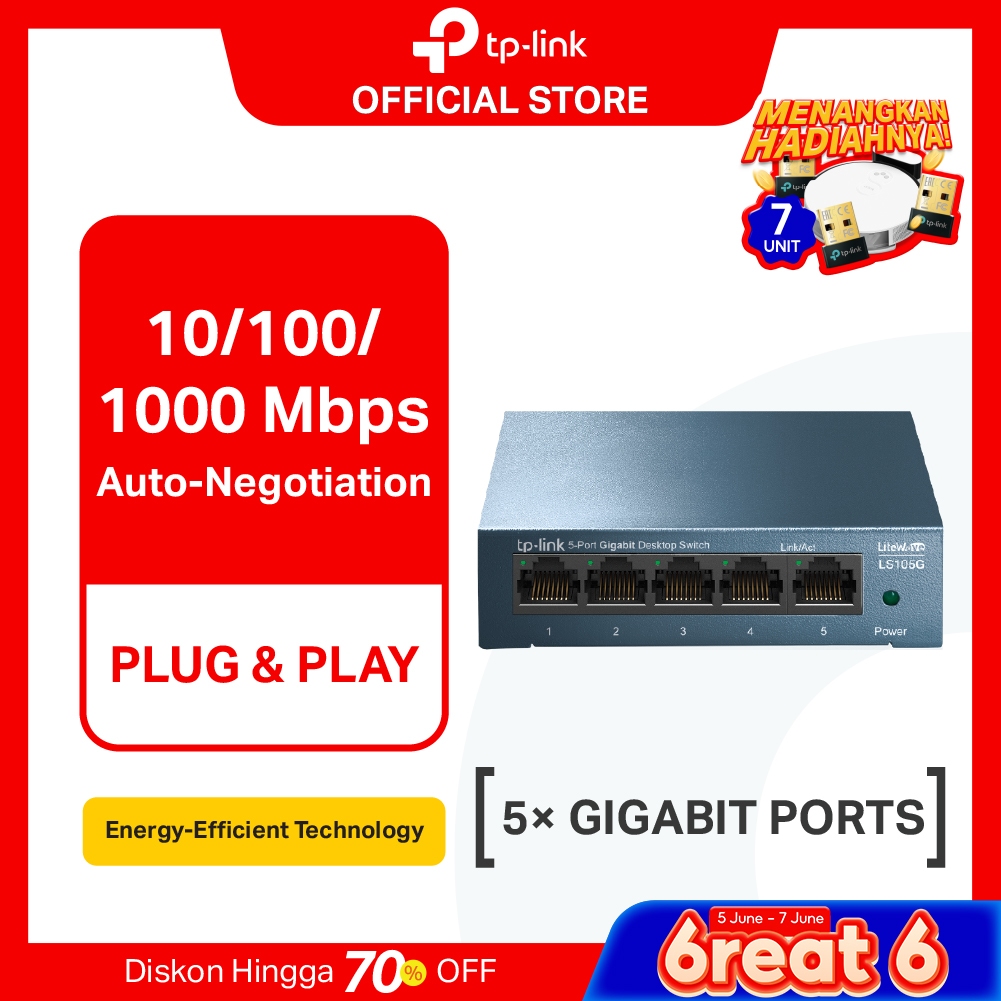 TP-Link LS105G | 5 Port Gigabit Ethernet Switch | RJ45 10/100/1000Mbps | Desktop Switch | Unmanaged
