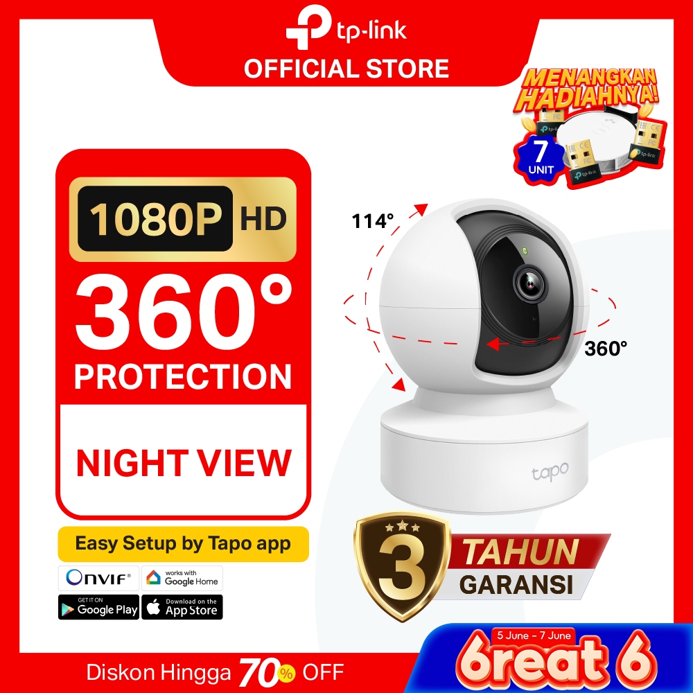 TP-Link Tapo C202 | 1080P Kamera CCTV | PTZ IP WiFi Camera | 2MP HD | Indoor | Video |