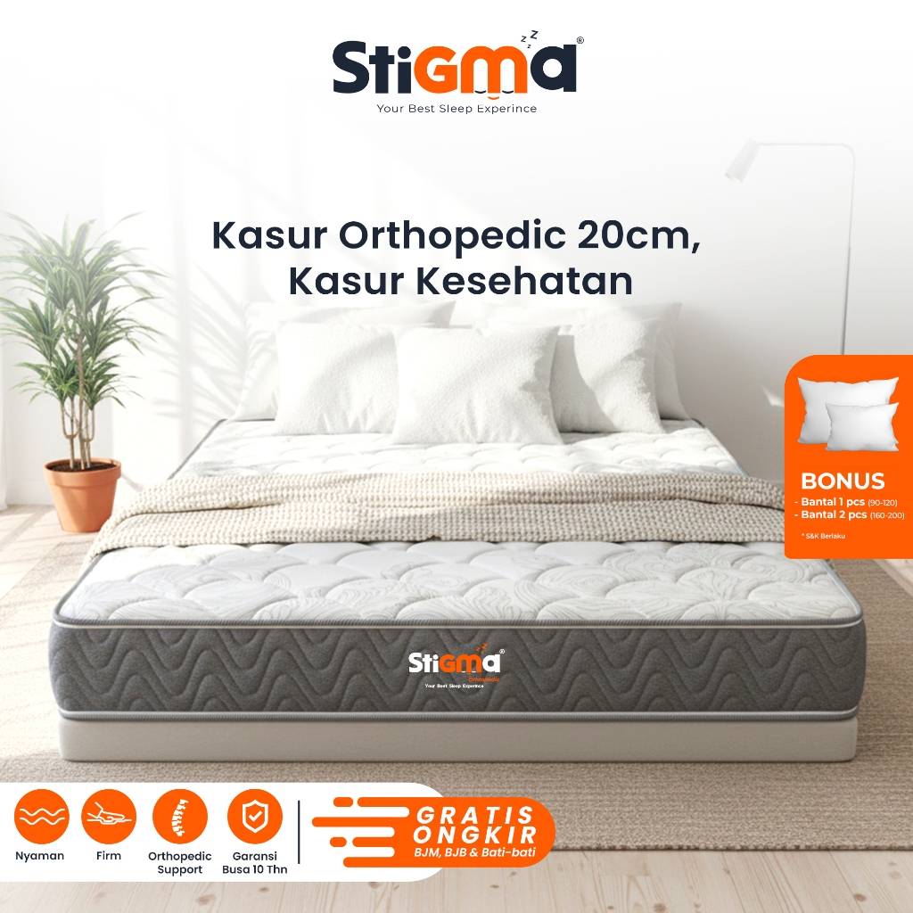 Stigma Kasur Orthopedic Tebal  20cm | Kasur Kesehatan | Rebonded Foam Premium | Keras Nyaman