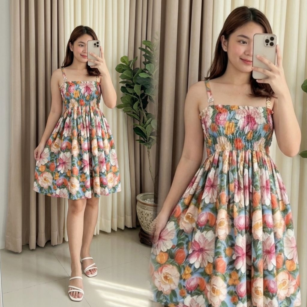 Daster Mini Lexie Bunga Rayon Viscose Sexy Bali Viral Kekinian