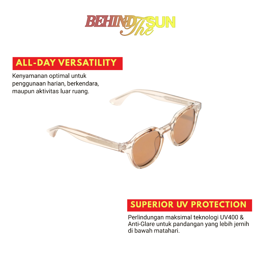 Behind The Sun - VENICE | Kacamata Hitam Unisex Acetate UV400 Sunglasses Pria Wanita Kacamata Pantai