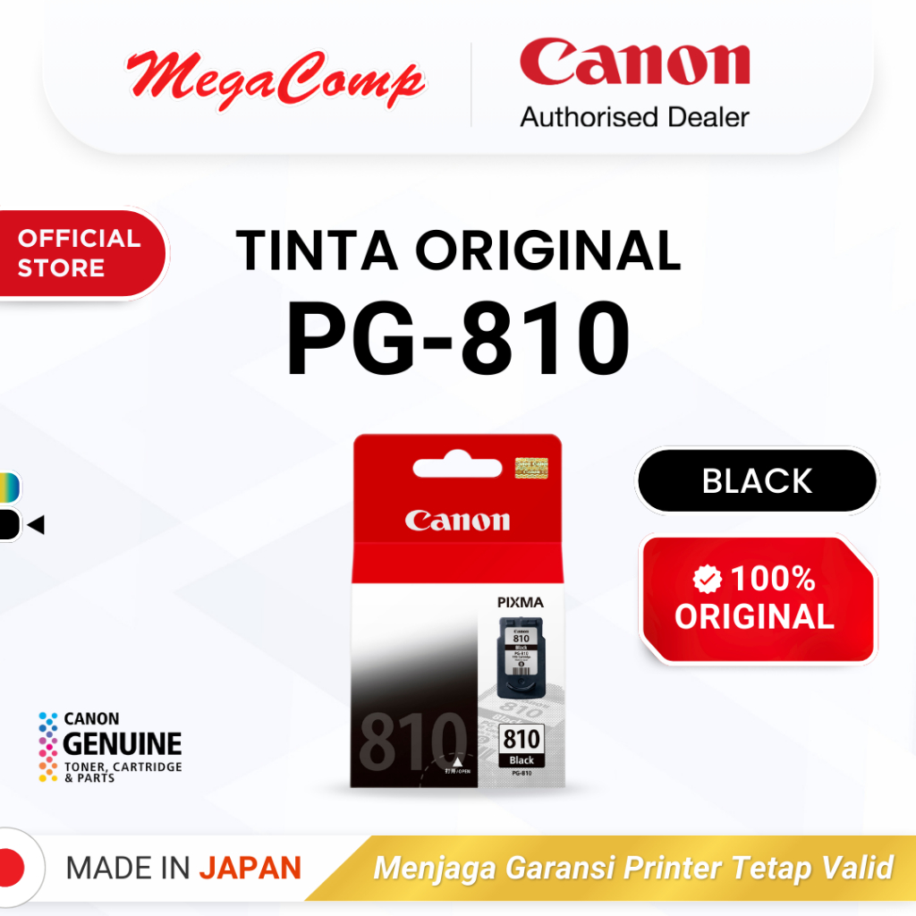 100% ORIGINAL Tinta Canon PG 810 Black  - Printer iP2770 MP258 MP287 - Tinta Asli