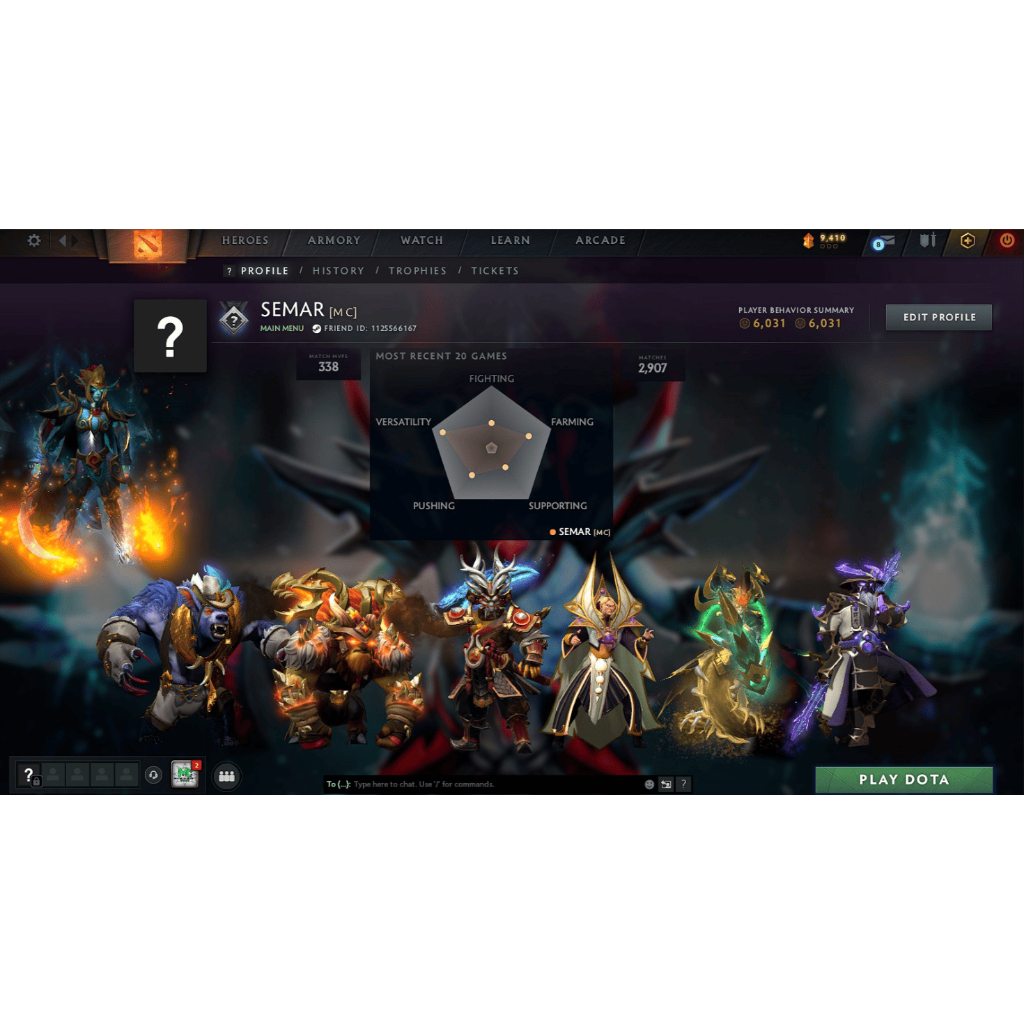 Dota 2 Account Rank Uncalibrated ( Crusader ) Arcana PA Unlock 3