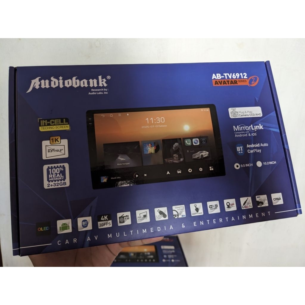 HeadUnit Android AudioBank Avatar Series  "9" INCH OLED 2/32 100% Car Play Android Auto  SNI NEW/BAR