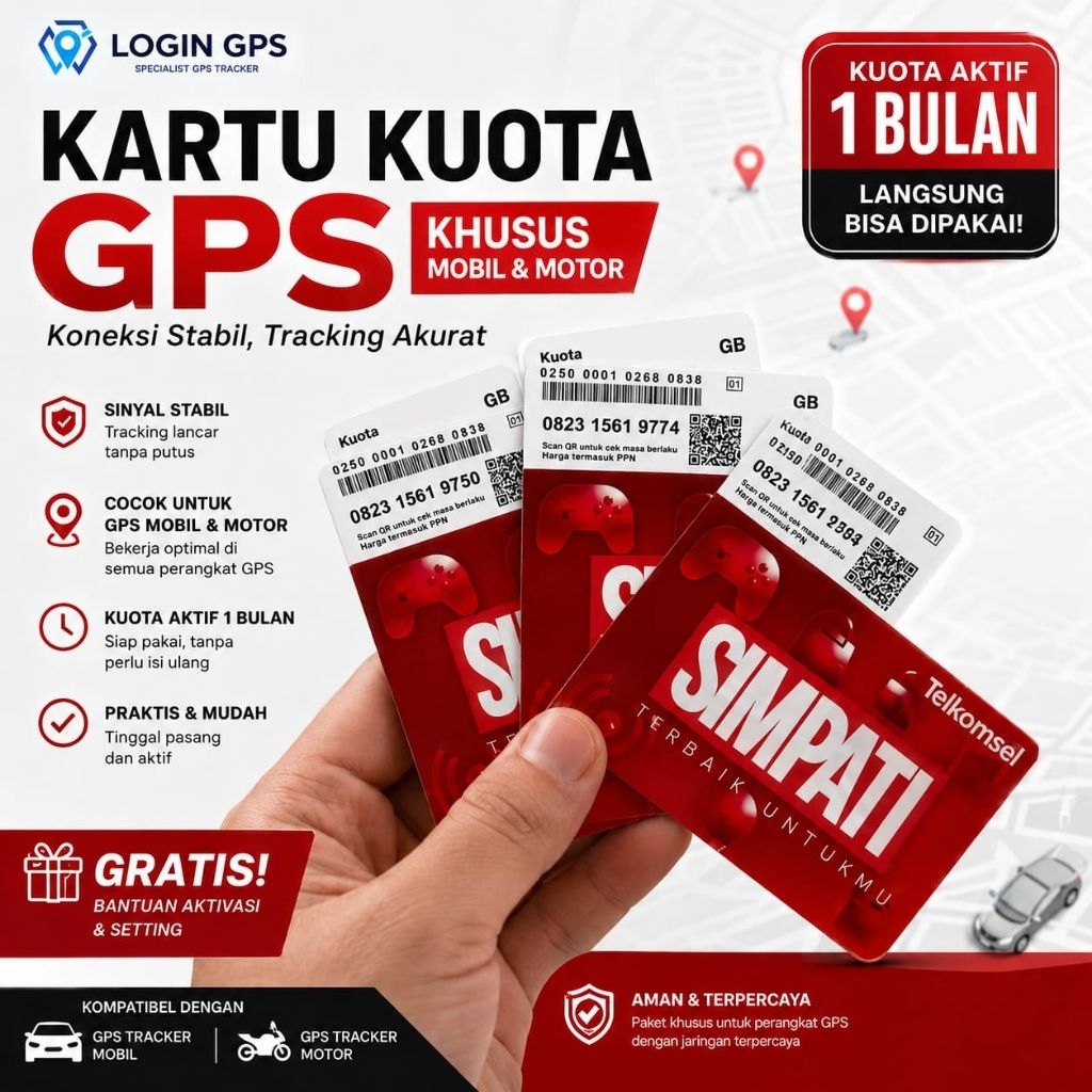 Kartu Simpati GPS Tracker Siap Pakai Kuota Aktif 1 Bulan | Login Kota Bandung