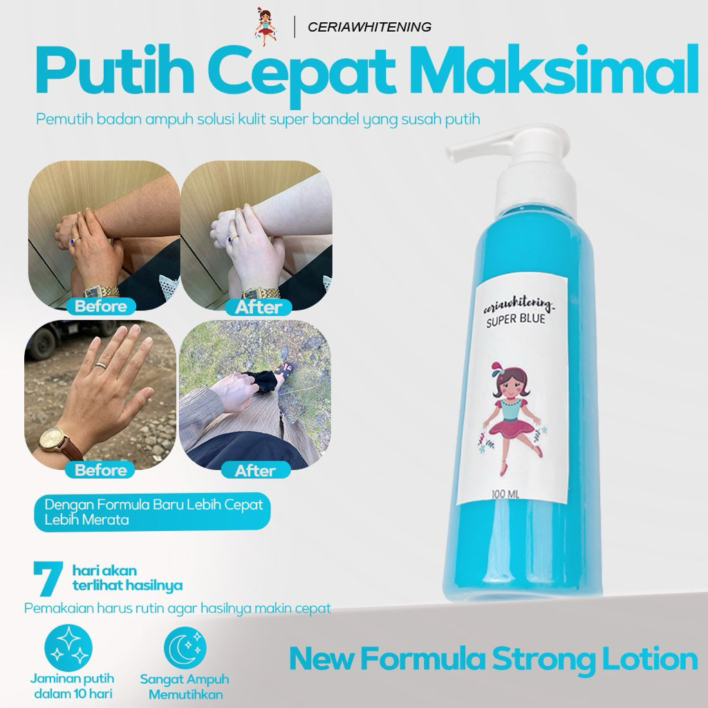 CERIAWHITENING - SUPER BLUE STRONG LOTION | Lotion pemutih ampuh |  HB dosting | Lotion Malam Pemuti