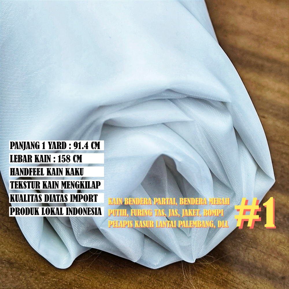 Grosir Kain Satin Tafeta Taffeta SUPERIOR(Broken White)1 Rol 50 100 Yard Furing Kantong Celana Bahan