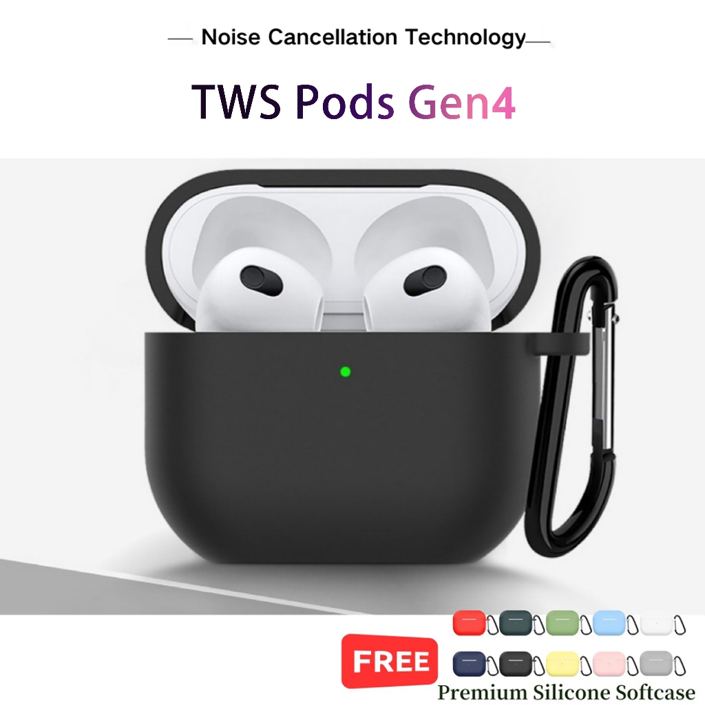 BUDS TWS Pods Gen4 Earphone Bluetooth Headset Bluetooth Wireless Earbuds Super Bass dengan Audio Spa