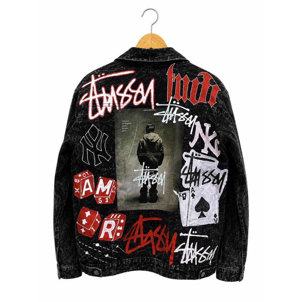 Jaket Jeans Stussy Black Streetwear