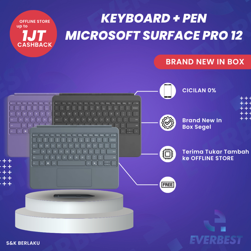 KEYBOARD + SLIM PEN MICROSOFT SURFACE PRO 12 X PLUS NEW GARANSI RESMI