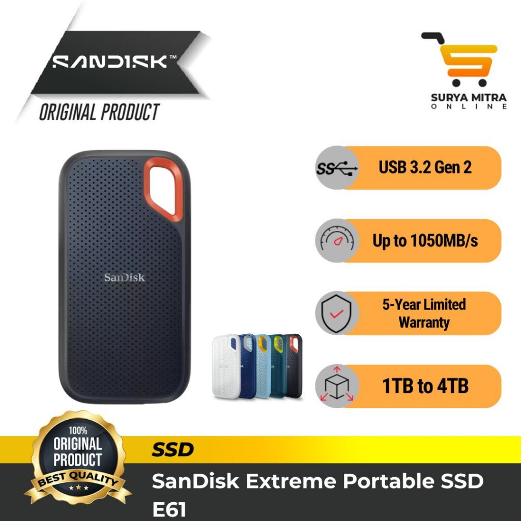 SanDisk Extreme Portable SSD E61 2TB 1050MB/s USB 3.2