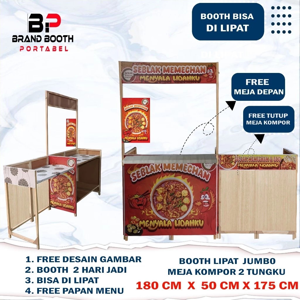 Booth Jualan Jumbo 2 Tungku | Meja Lipat Portable | Booth Makanan