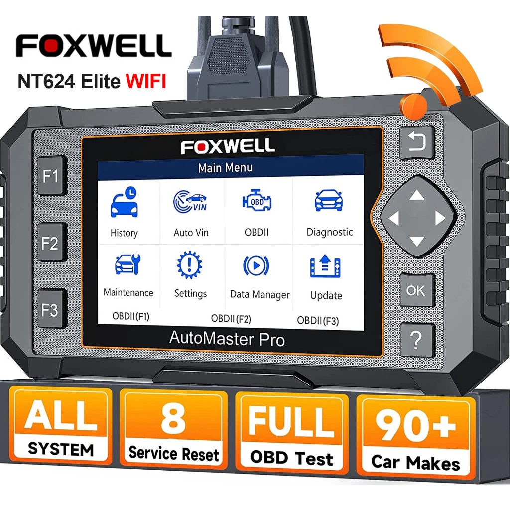 FOXWELL NT624 Elite OBD2 Scanner Diagnosa Mobil 8 Fungsi Reset, Car All System OBD2 OBDII Scanner Bl