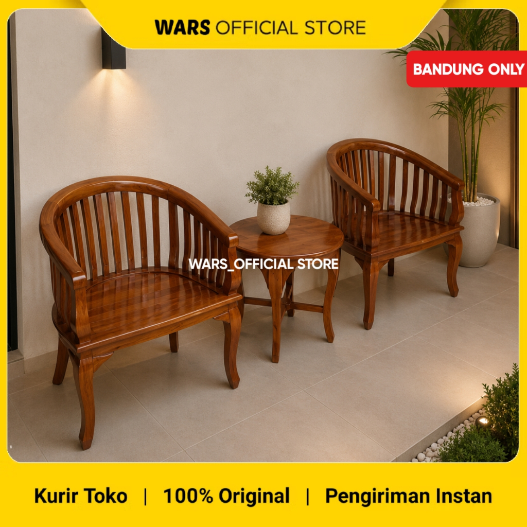 Kursi teras jati lenong betawi set 2 kursi 1 meja