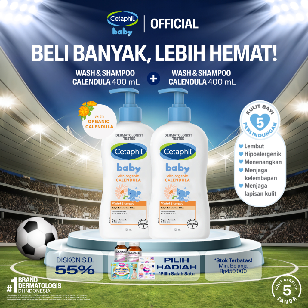 Cetaphil Baby Wash & Shampoo with Organic Calendula 400ml Twin Pack