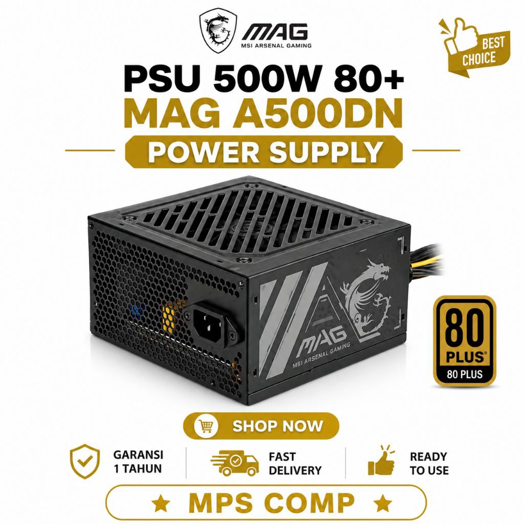 Power Supply PC Psu PC 500watt 80plus MSI