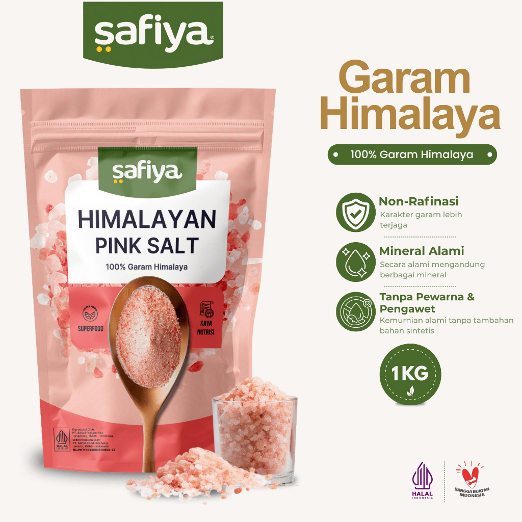 Safiya Garam Himalaya 1 Kg Pink Himalayan Salt Original Premium