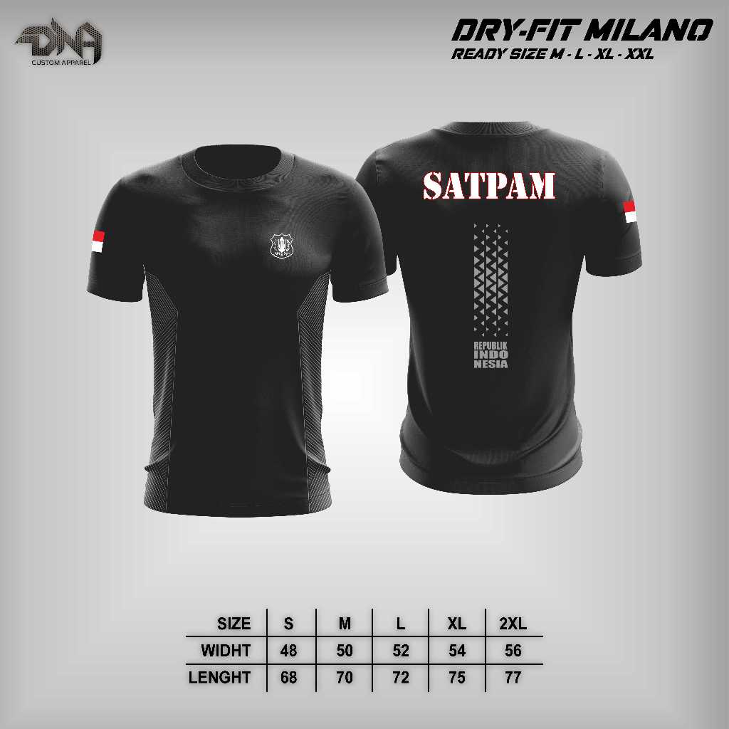 Kaos Jersey DNA_Apparel Drifit Milano SATPAM - Kaos Drifit SATPAM - Jersey Olahraga