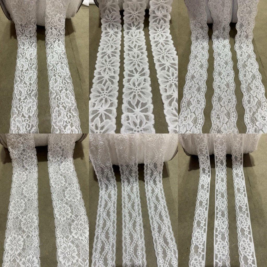 Renda Stretch Kecil BW,Putih,Renda Stretch Kecil Cantik,Harga Permeter