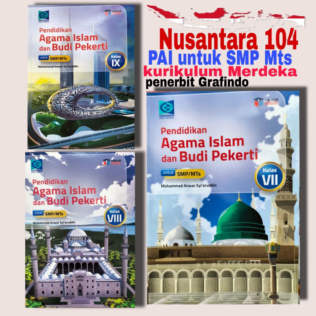 Buku pendidikan Agama Islam dan Budi pekerti untuk SMP Mts kelas 7 8 9 kurikulum Merdeka penerbit Gr