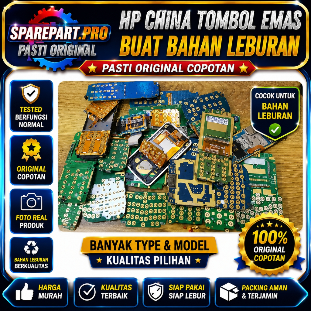 pcb / flexibel / mesin hp jadul list kuning TOMBOL EMAS untuk bahan leburan harga per pcs