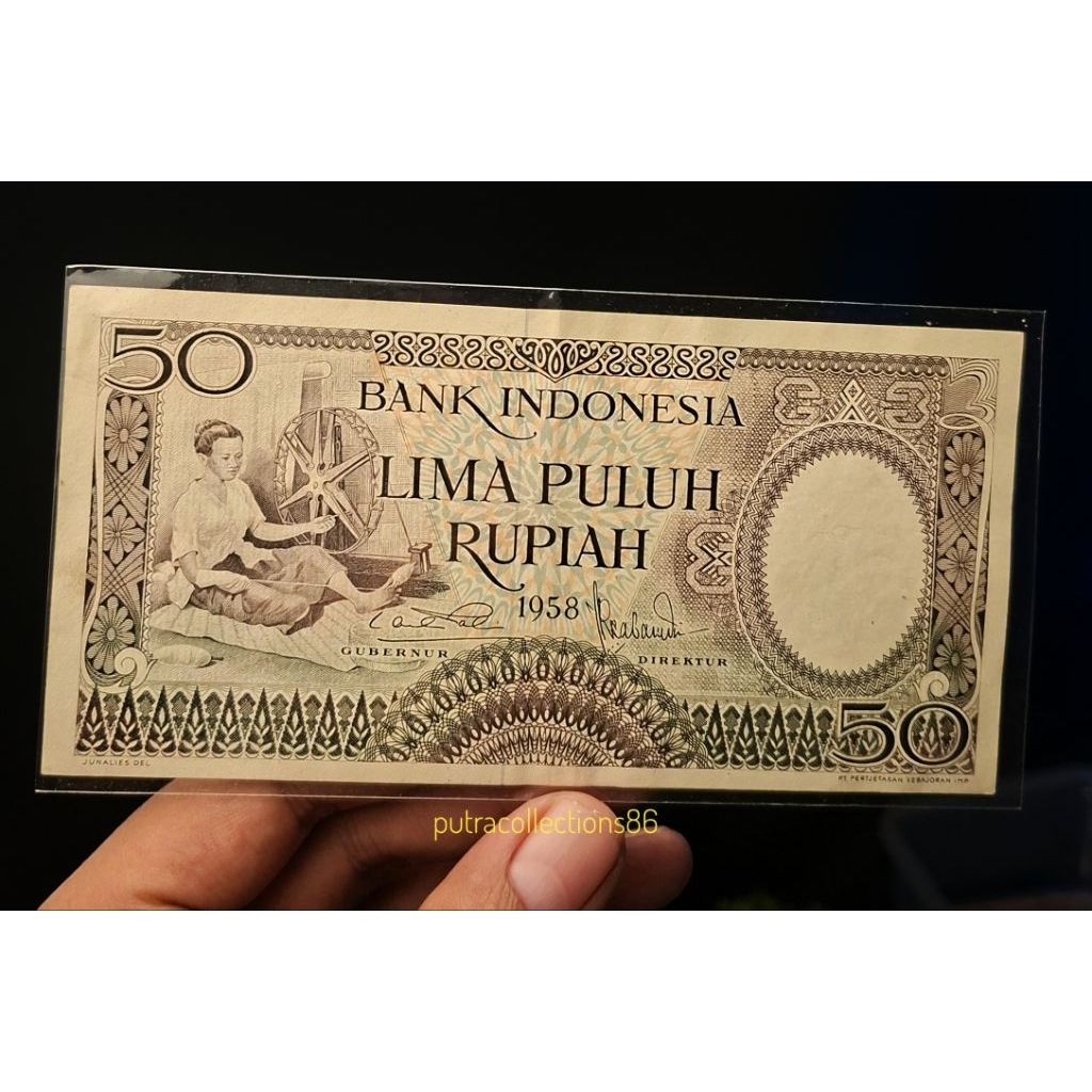 uang 50 rupiah seri pekerja 1958 bagus gress
