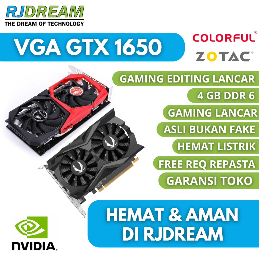 VGA GTX 1650 4GB DDR6 NVIDIA BEKAS / SECOND VGA CARD GAMING
