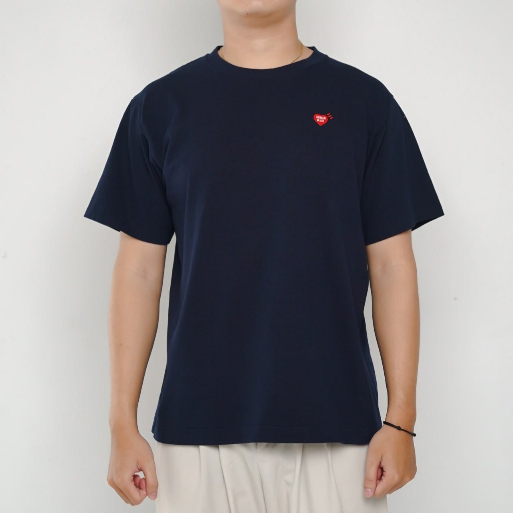 Kaos HUMAN MADE RED EMBROIDERY NAVY TSHIRT 100% ORIGINAL
