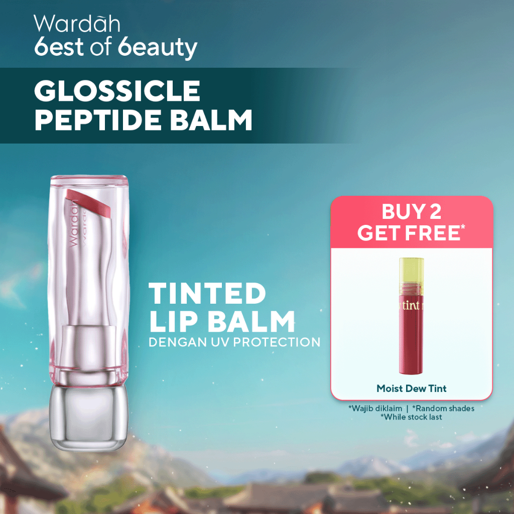 WARDAH Lip Balm Tinted Glossicle Peptide Balm - Ombre Glossicle - Lip Balm Dilengkapi dengan Peptide